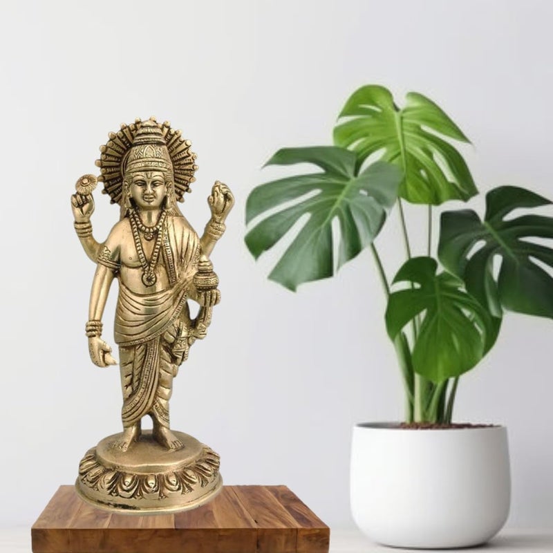 TREEMAISON Brass Dhanvantri Ji Statue Premium Finished Figurine Decorative Showpiece for Home Office MahaVastu Remedy Zonal PlacementNNE - Image 5