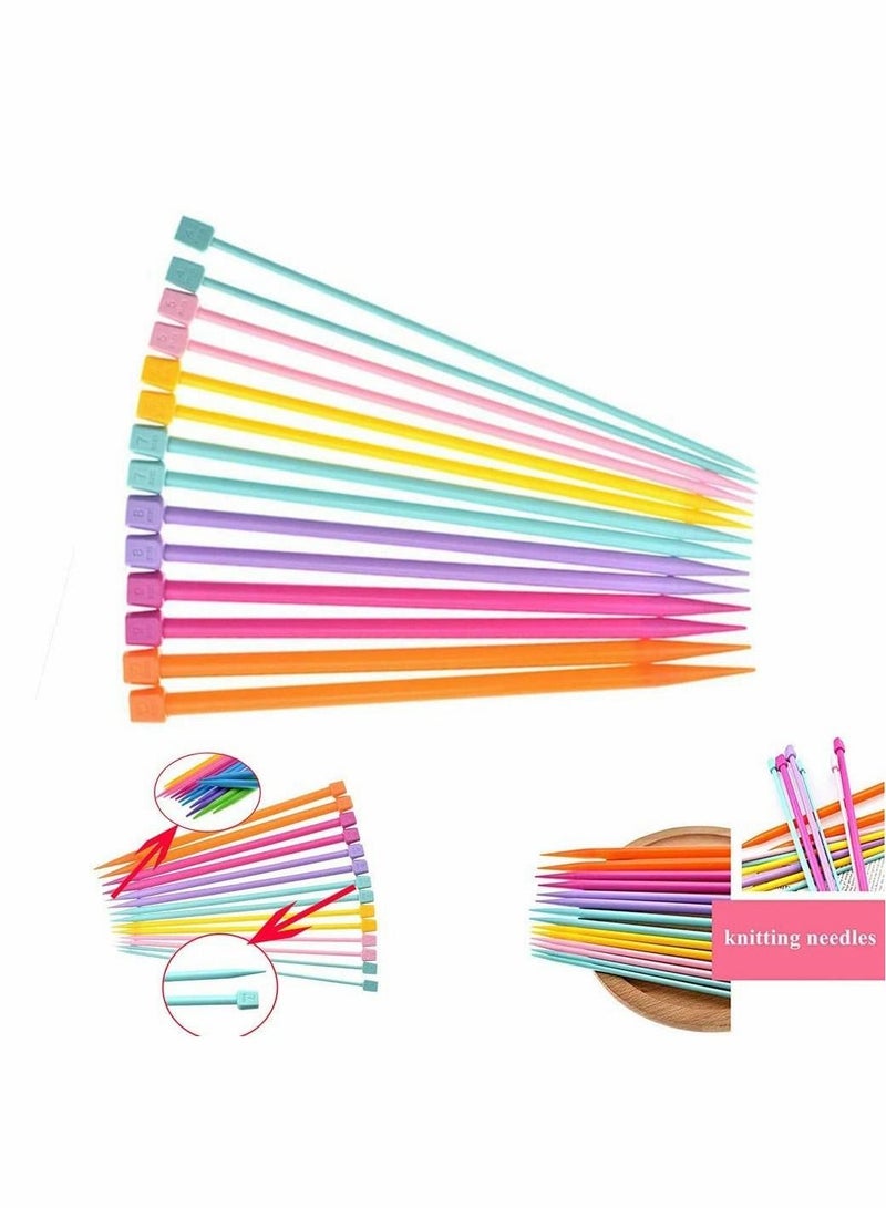 Excefore Plastic Knitting, Single-Tip Color Knitting Needle Set, Knitting Kits, DIY Craft Yarn Knitting Tools, Used to Make Sweaters, Shawls, Scarves, Different Size (4-10 mm, 14 PCS)  - Image 1