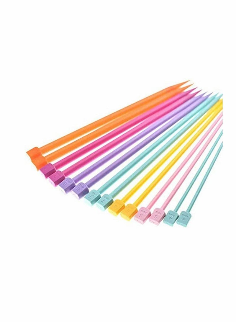Excefore Plastic Knitting, Single-Tip Color Knitting Needle Set, Knitting Kits, DIY Craft Yarn Knitting Tools, Used to Make Sweaters, Shawls, Scarves, Different Size (4-10 mm, 14 PCS)  - Image 5