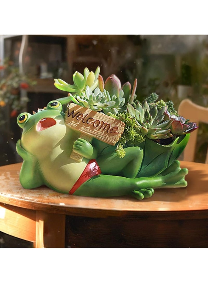 Generic Succulent Plant Pots, Frog Succulent Plant Pots/Plant Pots/Flower Pots/Bonsai Pots, Suitable For Herbs, Succulents, Cactus Pen Holders, Suitable For Diy Micro Landscape Home Decoration (Frog With Legs Crossed)  - Image 4