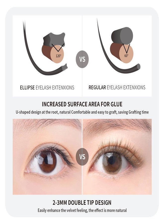 ANNAFRIS Ellipse Flat Eyelashes Extension Natural Soft Matte Black Faux Mink Individual False Lashes Split Tips Light Eye Lashes Extension Supplies (0.15 C, Green Brown 8-15mm Mix) - Image 3