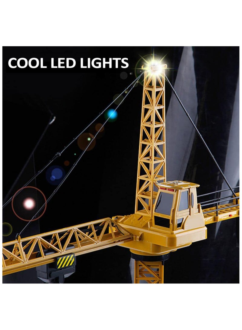 SYOSI Remote Control Crane Toy 6 Channel for Kids, 50.4 inch RC Tower Crane with LED Lights & Sounds, 680° Rotation Lift Construction Vehicles, Excavator RC Construction Toy for Ages 4,5,6,7,8 Boys & Girls - Image 4
