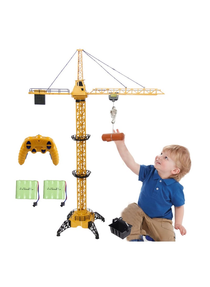 SYOSI Remote Control Crane Toy 6 Channel for Kids, 50.4 inch RC Tower Crane with LED Lights & Sounds, 680° Rotation Lift Construction Vehicles, Excavator RC Construction Toy for Ages 4,5,6,7,8 Boys & Girls - Image 1
