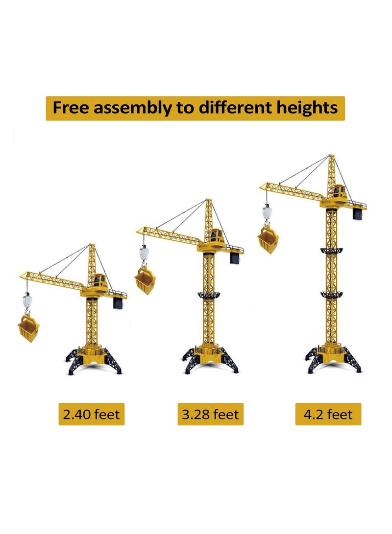 SYOSI Remote Control Crane Toy 6 Channel for Kids, 50.4 inch RC Tower Crane with LED Lights & Sounds, 680° Rotation Lift Construction Vehicles, Excavator RC Construction Toy for Ages 4,5,6,7,8 Boys & Girls - Image 2