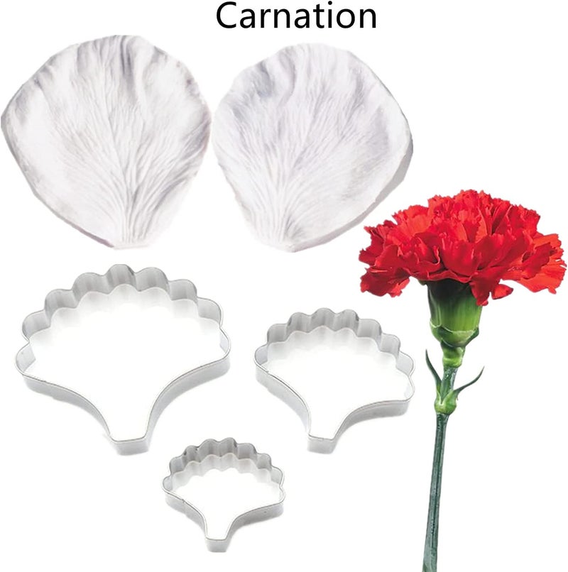 kulepin 8set Gum Paste Flower Molds and Cutters Fondant Flower Cutter Gumpaste Flower Silicone Molds Sugar Paste Flowers Making Tools for Fondant Wedding Birthday Cake Decorating - Image 3