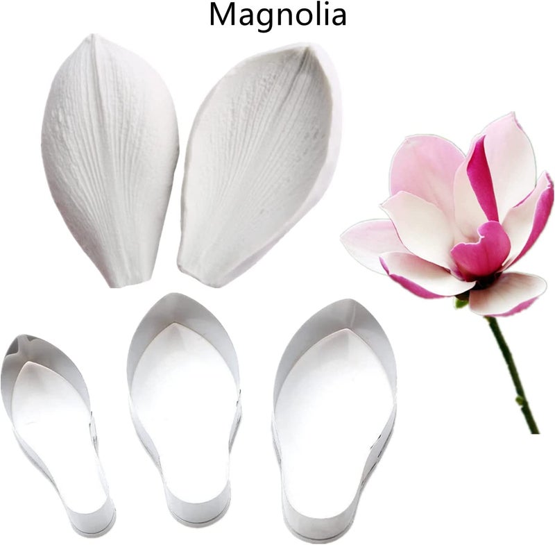 kulepin 8set Gum Paste Flower Molds and Cutters Fondant Flower Cutter Gumpaste Flower Silicone Molds Sugar Paste Flowers Making Tools for Fondant Wedding Birthday Cake Decorating - Image 4