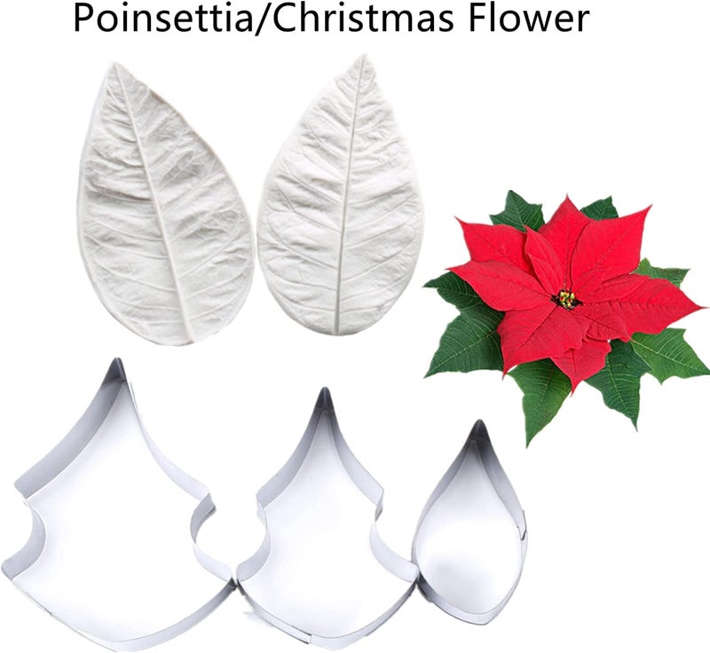 kulepin 8set Gum Paste Flower Molds and Cutters Fondant Flower Cutter Gumpaste Flower Silicone Molds Sugar Paste Flowers Making Tools for Fondant Wedding Birthday Cake Decorating - Image 2