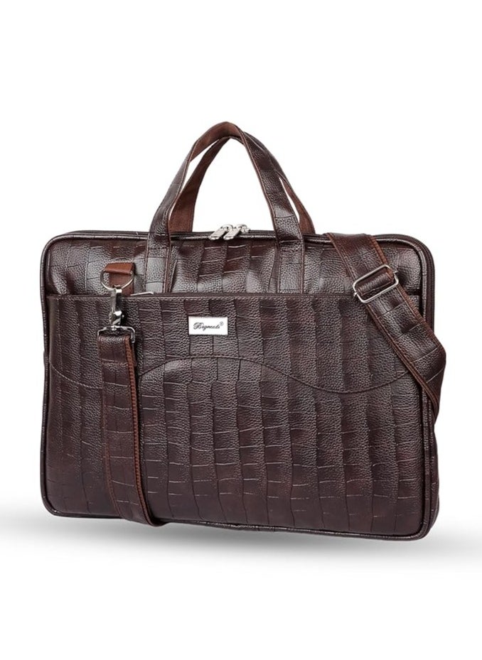 Bagneeds - Croco PU Leather Laptop Messenger Bag for Men and Women, Brown (S9LD) - Image 1