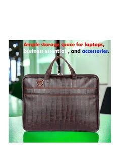 Bagneeds Croco PU Leather Laptop Messenger Bag for Men and Women, Brown (S9LD)  - Image 4