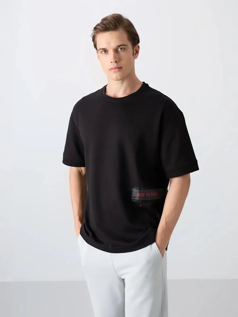 TOMMYLIFE TOMMY Oversized Cotton-Blend Crew Neck T-Shirt
