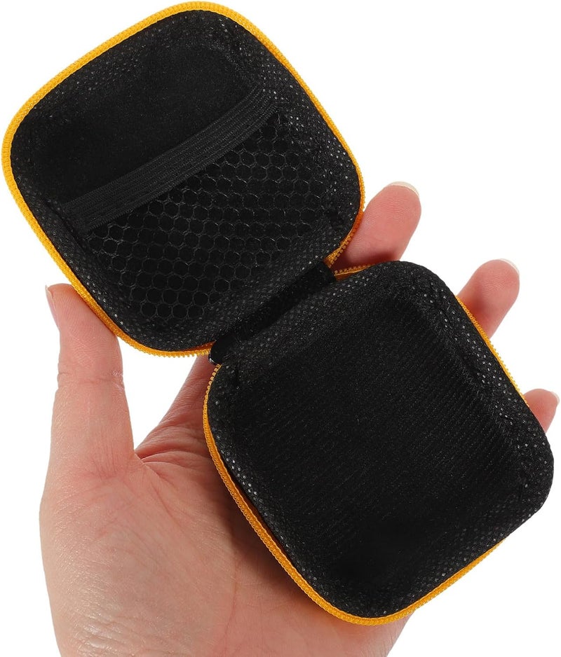POPETPOP Portable Earbuds Case Pouch with Eva Hard Shell, Travel Cord Organizer Case for Earphone Storage, Yellow Electronics Protective Carrying Bag for Daily Use - Image 4