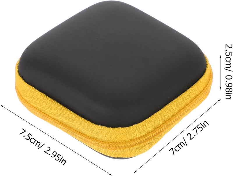 POPETPOP Portable Earbuds Case Pouch with Eva Hard Shell, Travel Cord Organizer Case for Earphone Storage, Yellow Electronics Protective Carrying Bag for Daily Use - Image 2