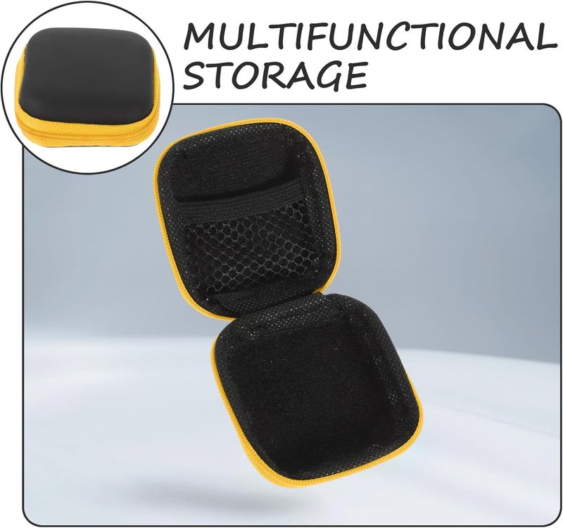 POPETPOP Portable Earbuds Case Pouch with Eva Hard Shell, Travel Cord Organizer Case for Earphone Storage, Yellow Electronics Protective Carrying Bag for Daily Use - Image 3