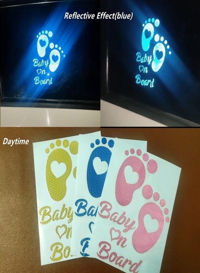 Iprokiu High Intensity Reflective Baby on Board Car Sticker Waterproof Cute Footprint Baby in Car Decal Safety Warning Sign Kids on Board Decal for Car Bumper Window (Rainbow) - Image 4