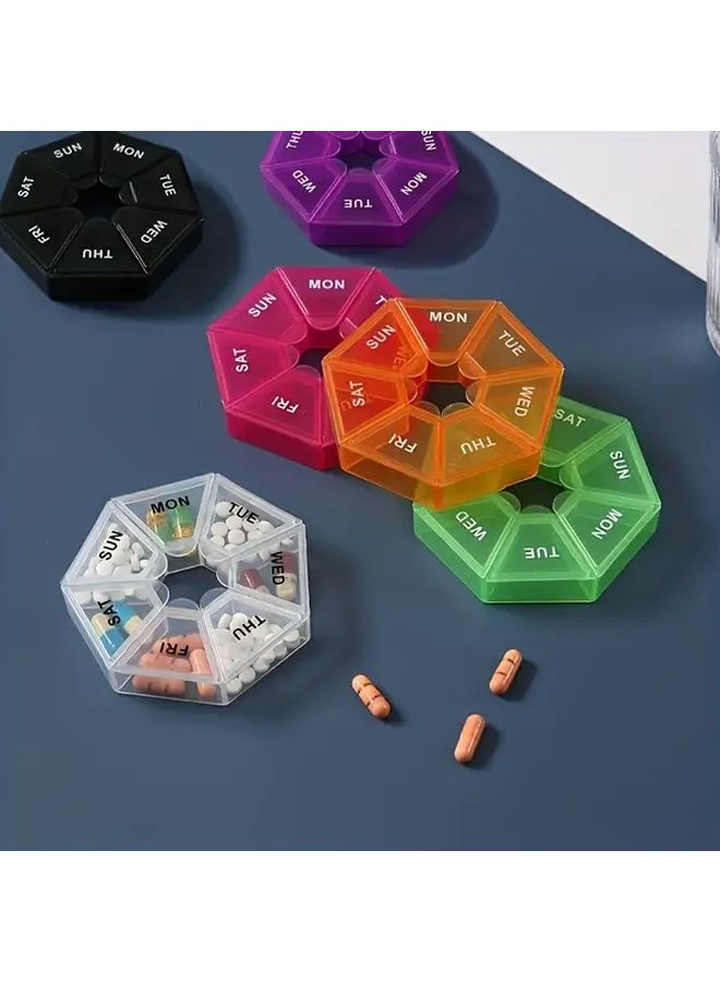 Purple Mini 7 Corner Storage Box Weekly Pill Organizer Portable Medicine Travel - Image 2