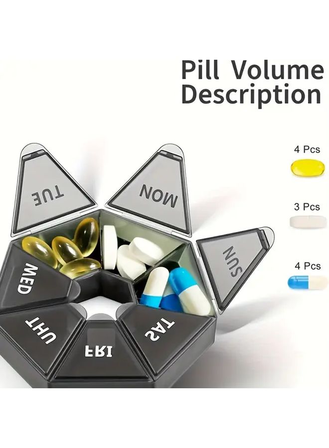 Purple Mini 7 Corner Storage Box Weekly Pill Organizer Portable Medicine Travel - Image 4