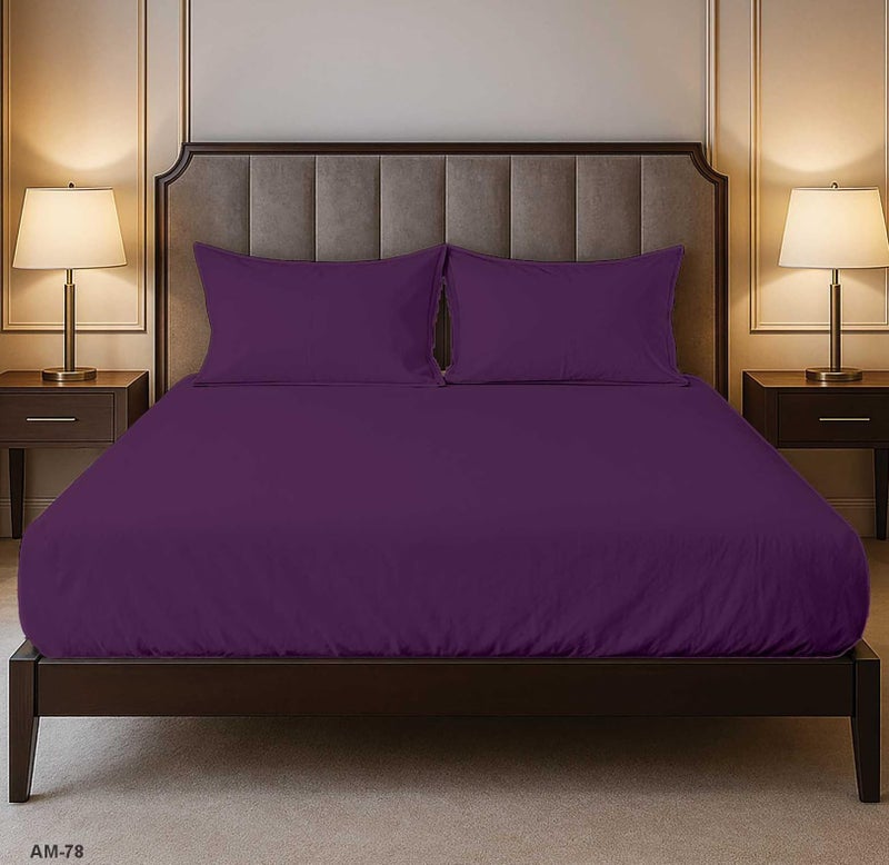 Amali  3 piece Polycotton Bed Sheet QUEEN size (W160xL200+35) cm 1 Fitted Sheet and 2 Standard Pillowcases Soft, Breathable & Durable Fabric for Home Use - Image 1