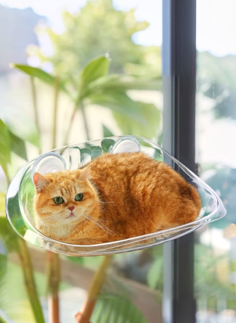Transparent Cat window perch, Window Suction Cup Hanging Cat Sleeping Bed, Cat Wall Rack Cat Sunbathing Platform Cat Beds,Durable Window Mounted Space Capsule Cat Hammock - Image 1