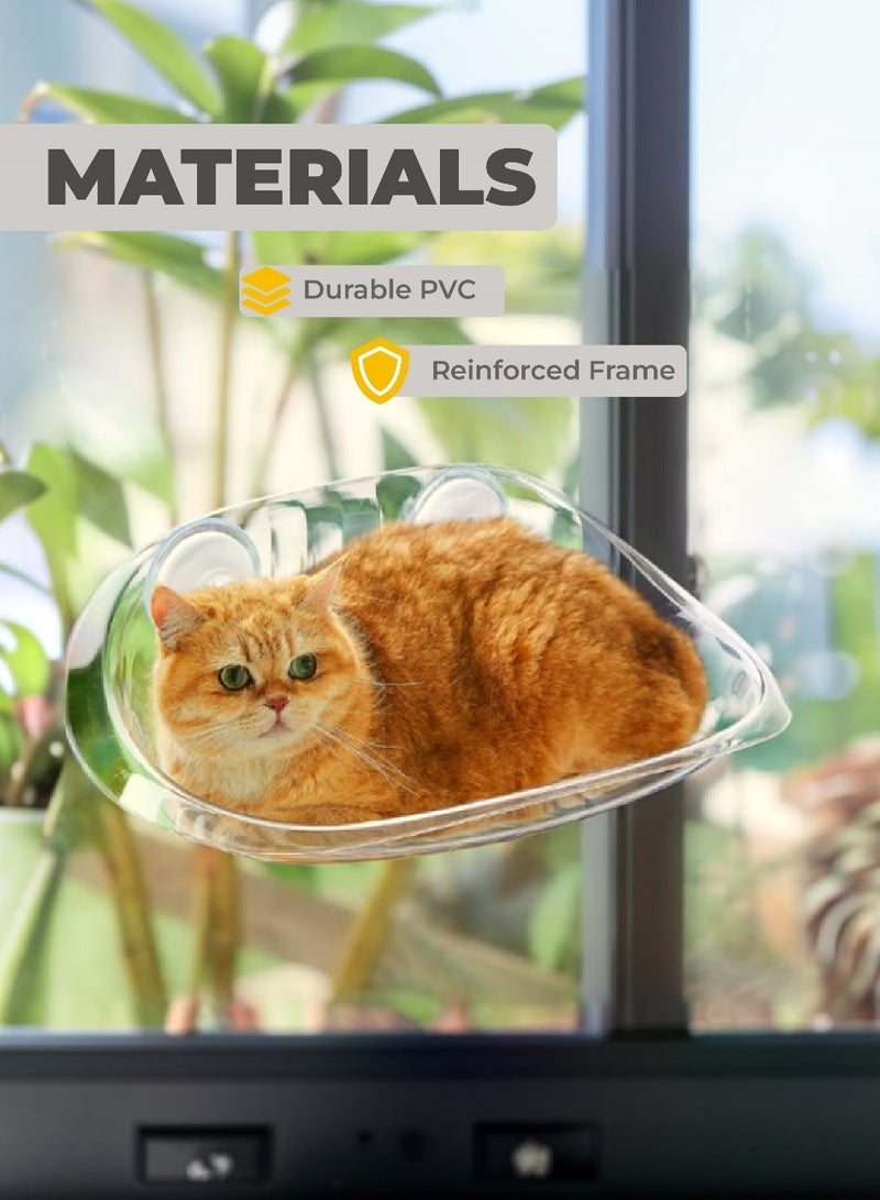 Transparent Cat window perch, Window Suction Cup Hanging Cat Sleeping Bed, Cat Wall Rack Cat Sunbathing Platform Cat Beds,Durable Window Mounted Space Capsule Cat Hammock - Image 2