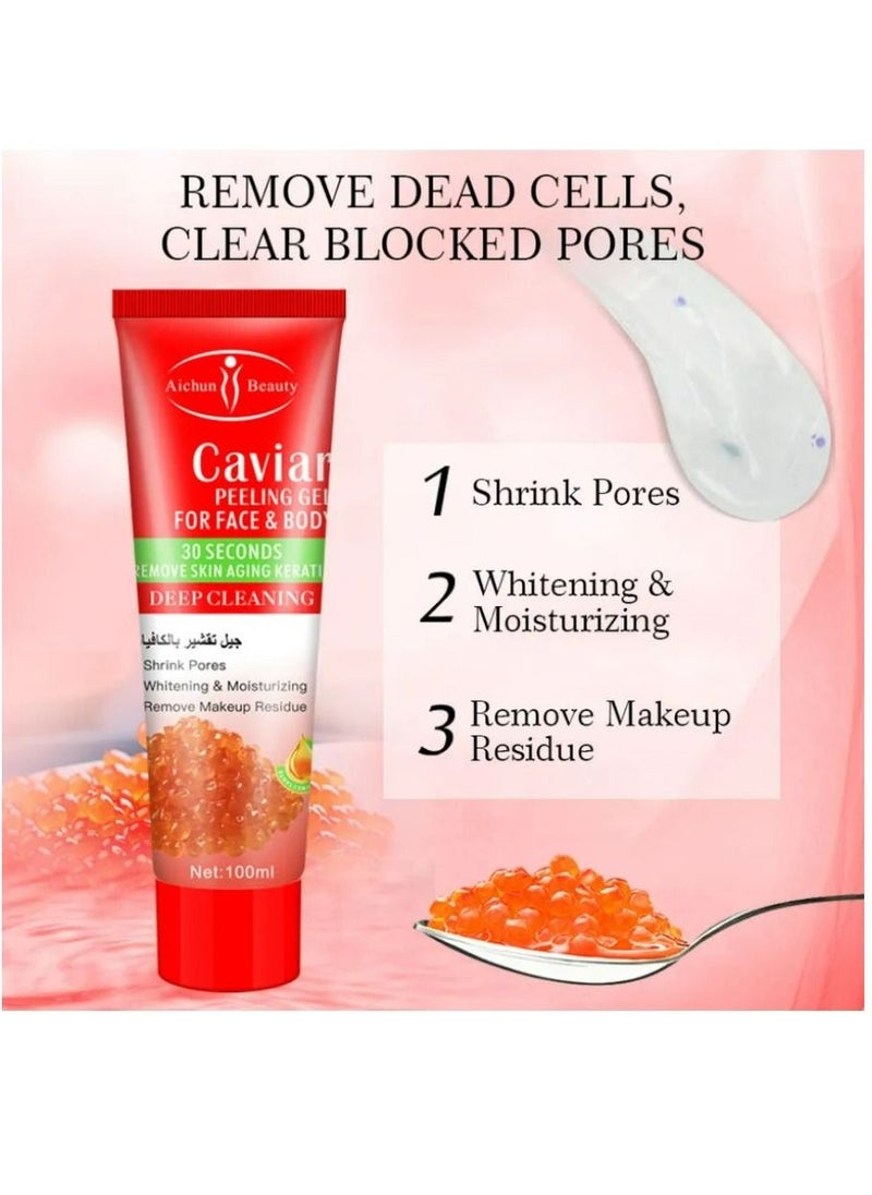 Aichun beauty Skin Care Caviar Repairing Washing Exfoliating Nourishing Facial Scrubs Face Peeling Gel Soothing Facial Cleanser 100 ml  - Image 3