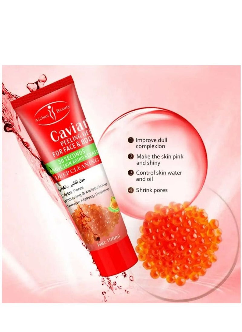 Aichun beauty Skin Care Caviar Repairing Washing Exfoliating Nourishing Facial Scrubs Face Peeling Gel Soothing Facial Cleanser 100 ml  - Image 4