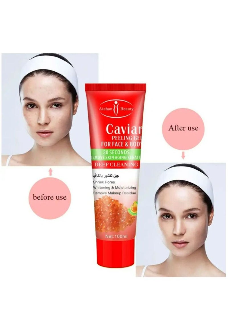 Aichun beauty Skin Care Caviar Repairing Washing Exfoliating Nourishing Facial Scrubs Face Peeling Gel Soothing Facial Cleanser 100 ml  - Image 2