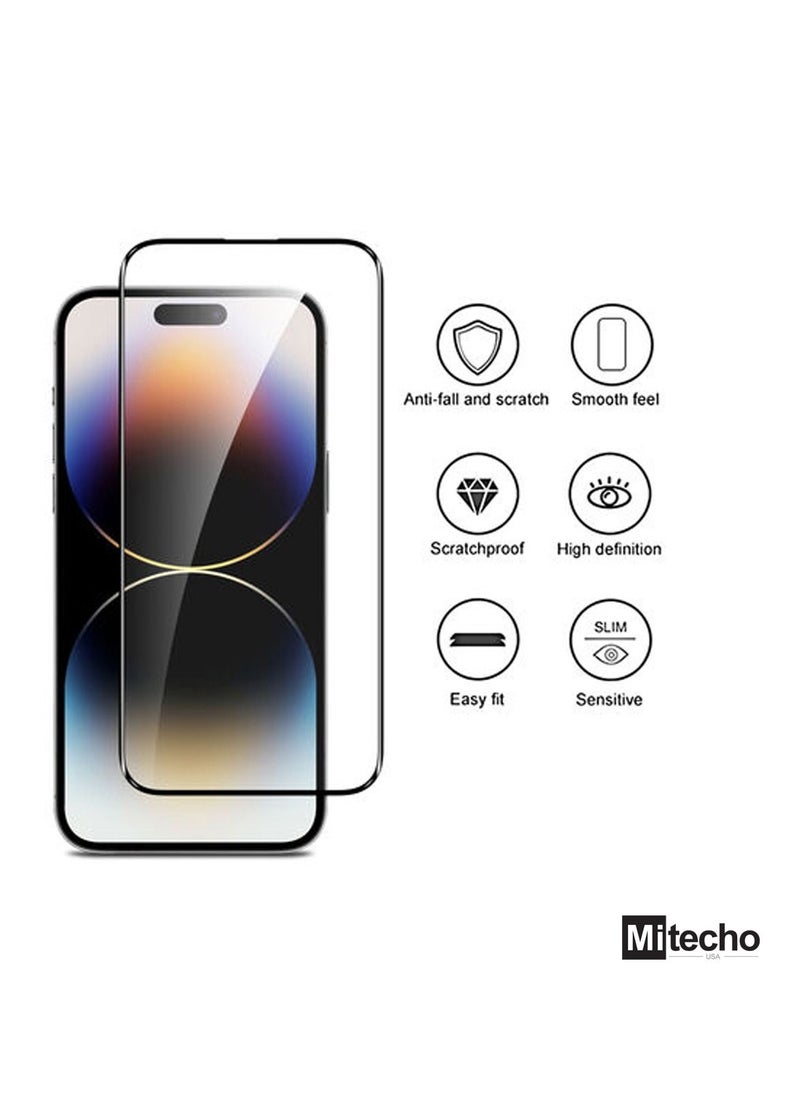 Mi techo - Mi techo Apple iPhone 15 Pro Max Full Coverage Clear Tempered Glass Screen Protector - Image 1