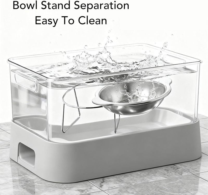 Elevated Cat Bowl 304 Stainless Steel Silver Anti-Vomit Tilted Design - Neck Protection Elevated Pet Bowl for Cats and Small Dogs - Image 5