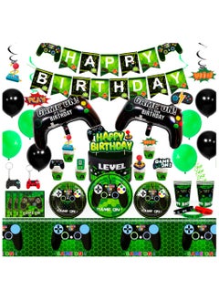 FRUITFUL PARTY Gaming Birthday Party Decorations for 16 Guests, Video Game Disposable Party Tableware Set  - Image 1
