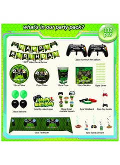FRUITFUL PARTY Gaming Birthday Party Decorations for 16 Guests, Video Game Disposable Party Tableware Set  - Image 2