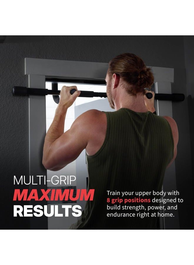 SPRI Pull Up Bar - 12 Grip Position Premium Heavy Duty Steel Frame & Foam Covered Handles | Supports 300lbs | Pullup Bar Fits Most Door Ways (Up to 32"W), Black - Image 2