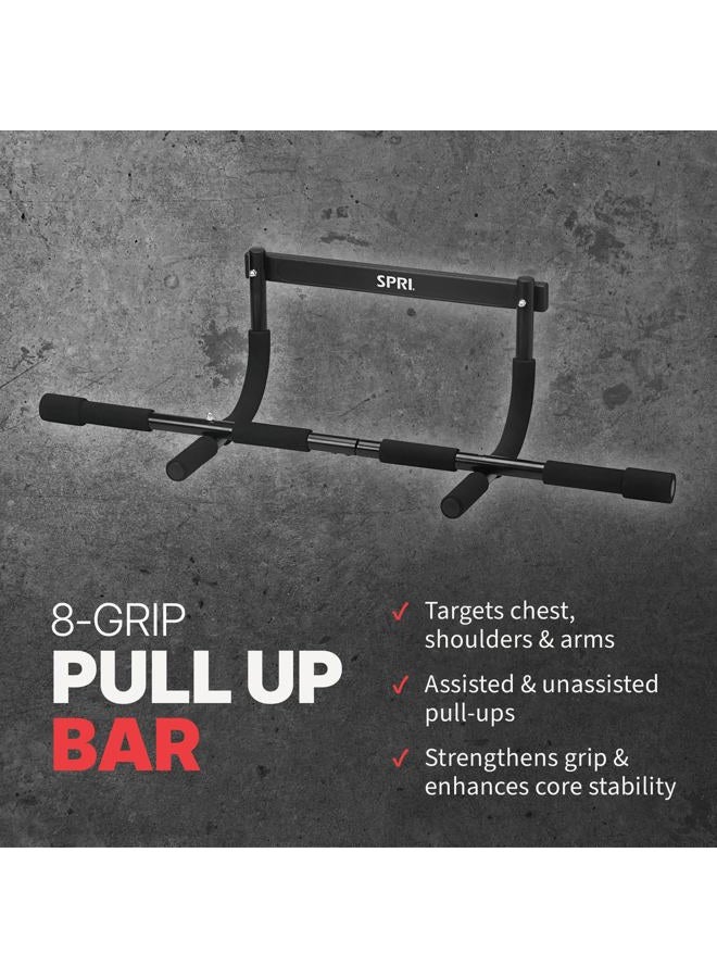 SPRI Pull Up Bar - 12 Grip Position Premium Heavy Duty Steel Frame & Foam Covered Handles | Supports 300lbs | Pullup Bar Fits Most Door Ways (Up to 32"W), Black - Image 4