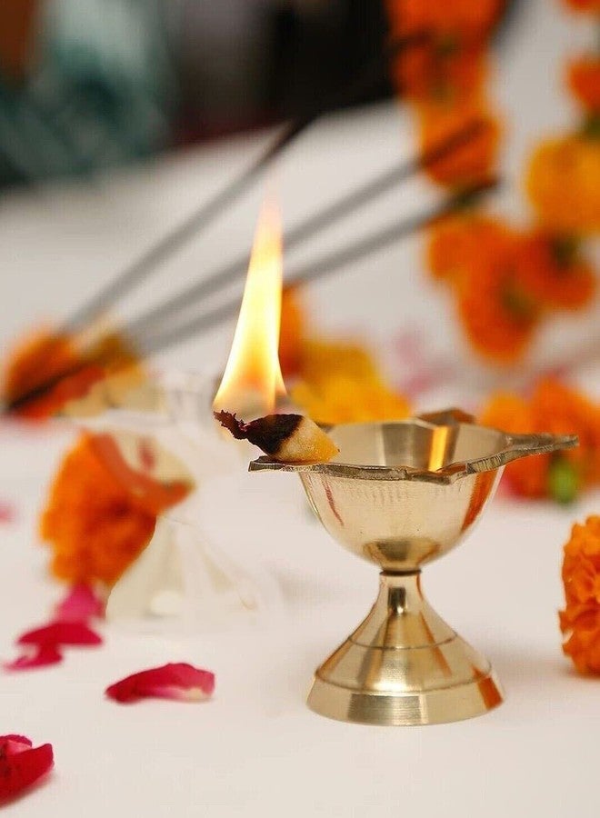 Stotram Brass Panch Mukhi Star Deep, Deepam, Aarti Diya, Deepam, Panch Batti Diya, Height 2.5 Inch, Golden Colour - Image 5