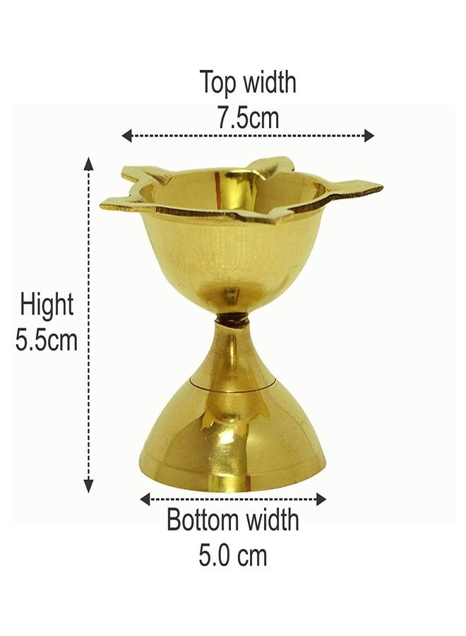 Stotram Brass Panch Mukhi Star Deep, Deepam, Aarti Diya, Deepam, Panch Batti Diya, Height 2.5 Inch, Golden Colour - Image 2