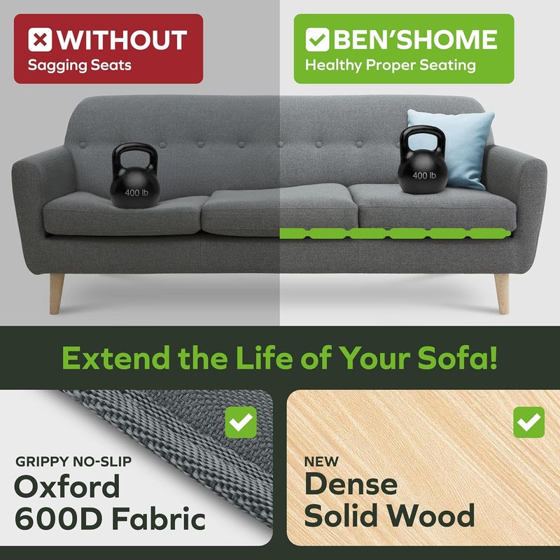 BEN'SHOME لوحة دعم وسادة الأريكة الثقيلة – إصلاح فوري لمقعد الأريكة الصغيرة المتدلي | 25" × 38"-45" | 0.5" خشب من الدرجة الأثاث تحت الوسائد، مضاد للانزلاق، يطيل عمر الأرائك والأثاث - Image 3