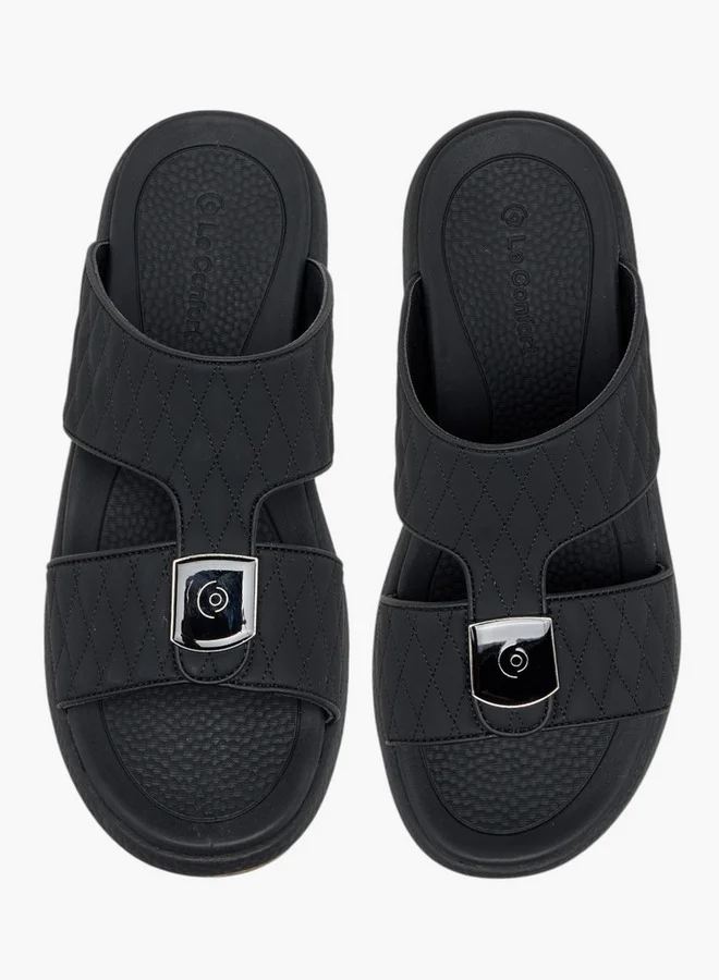 Le Confort Men's Metallic Accent Slip-On Comfort Sandals