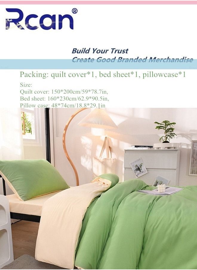 Rcan 3 Piece School Season Duvet Cover Set College Style Kids Bedding Quilt Cover Sheet Pillow Covers  Set for Dormitory Single Bed Children's Bed for Boys Girls 150x200cm/ 59x78.7In  - Image 3