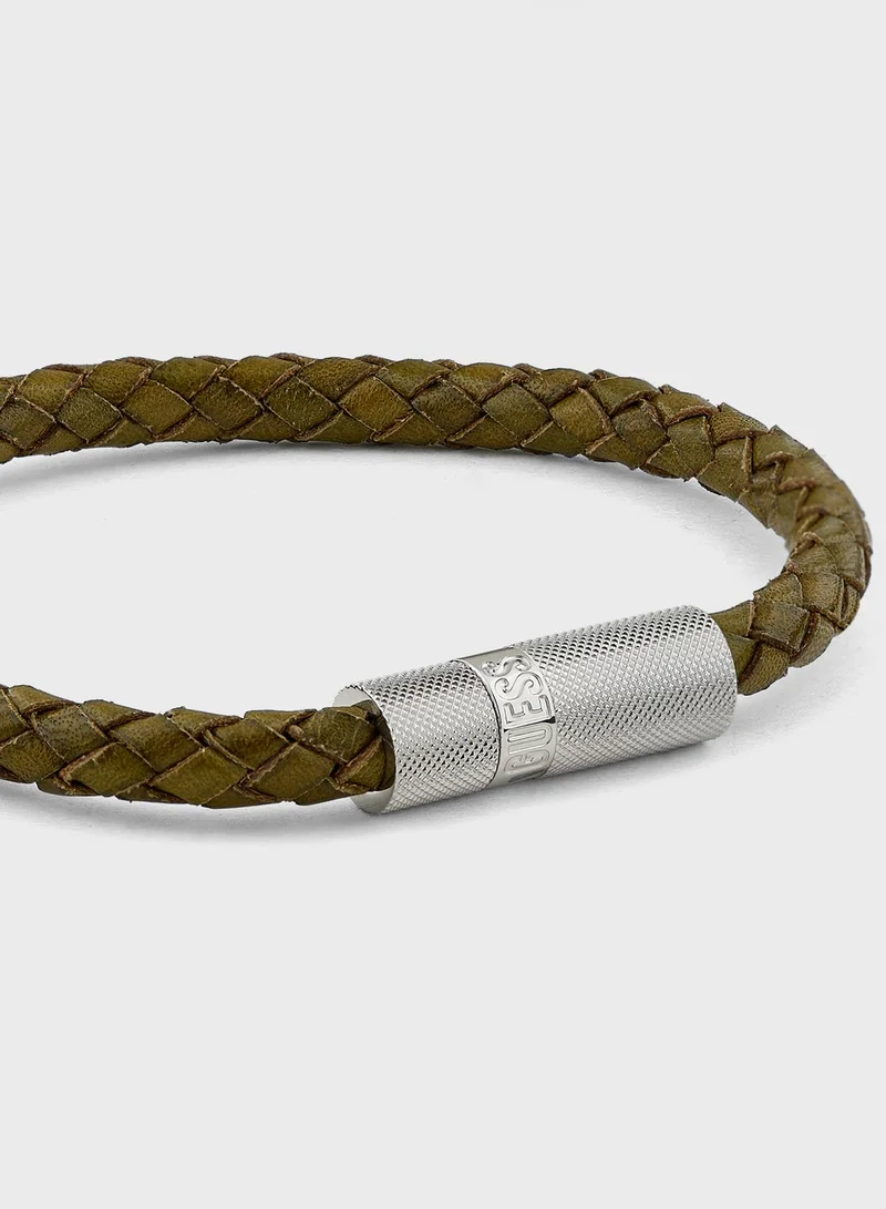 GUESS Casual Leather Round Screw Jack Bracelet