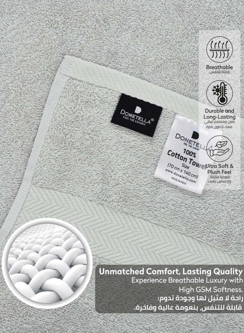 Donetella Premium 100 % Combed Cotton 2-Pcs Bath Towel Set (70 X 140 CM) 600 GSM Large Towel, Highly Absorbent, Quick Dry,Best Towel for Bathroom, Spa And Hotel,Grey