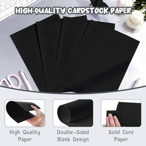Aidunmis 40 Sheets Black Cardstock 8.5 x 11, Thick Card Stock Paper, Cardstock Printer Paper 8.5 x 11, 200 GSM Construction Paper 8 1/2 x 11, Black Card Stock for DIY Cards, Invitations, Business Cards - Image 3