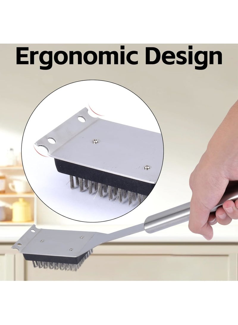 KASTWAVE BBQ Grill Brush, 2 Pack Grill Brush and Scraper, 304 Stainless Steel Cleaning Brush BBQ Grill Accessories, Easy to Remove Stain, 16.5” ; 14” Wire BBQ Grill Brush, Grill Accessories - Image 2