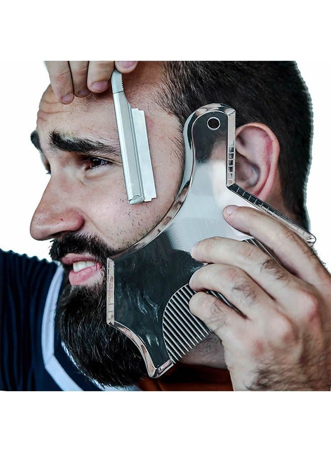 Beard Shaping, 5 Sizes Set of French Beard or Goatee Shaving Template, Beard Shaping Tool for Men's Chin, Cheeks and Neckline Combine with a Beard Razor Electric Trimmer or Scissors (Clear) - Image 5