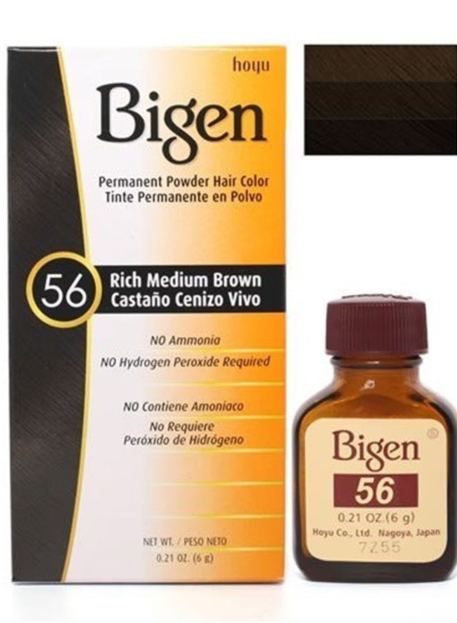 Bigen Hair Color Powder #56 Rich Medium Brown - 1 pc,(Hoyu) - Image 1