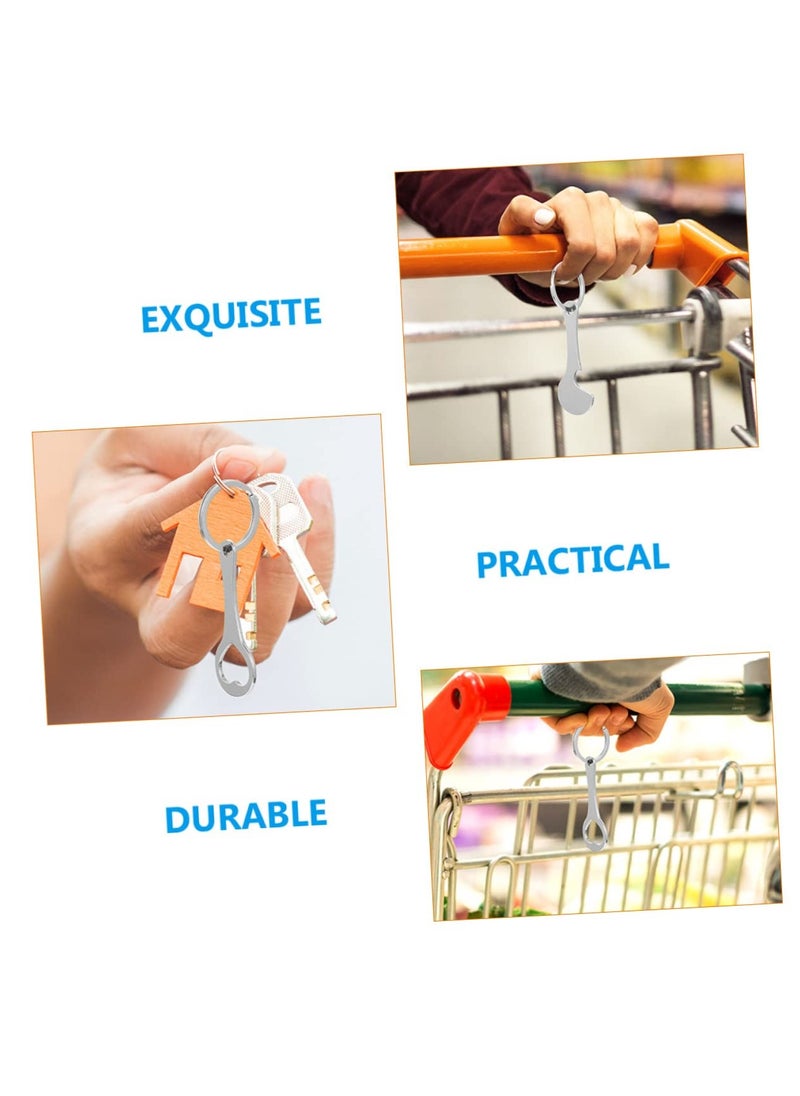 KASTWAVE - 8Pcs Shopping cart Token Shopping Trolley Key Ring Shopping cart Coin Keychain Trolley Coin Keychain Shopping Trolley Tokens Key Ring Grocery cart Tokens Portable cart Wooden Metal - Image 1