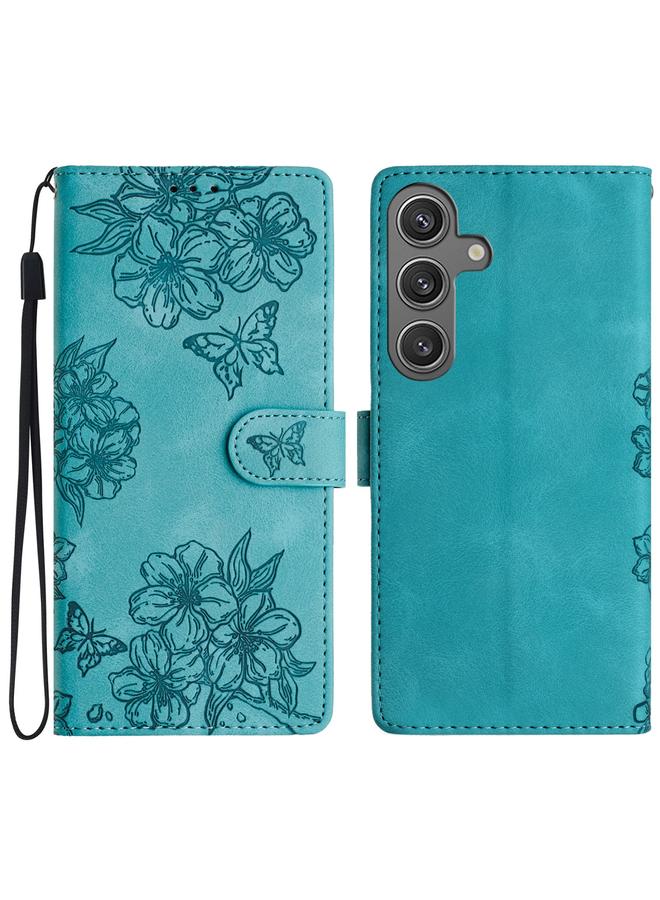 اس-توب جراب لهاتف Samsung Galaxy S24 FE 5G، جراب هاتف من البولي يوريثان المنقوش بنقشة زهور الكرز والفراشة - Image 1