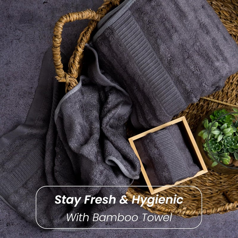 Mush Bamboo Towel Set for Men Women (Pack of 3, 550GSM) Bath Towel for Women | Bath Towel Set | 1 Hand Towel, 1 Face Towel, 1 Bath Towel | Skin Friendly Fabric | House Warming Gifts for New Home - Image 3