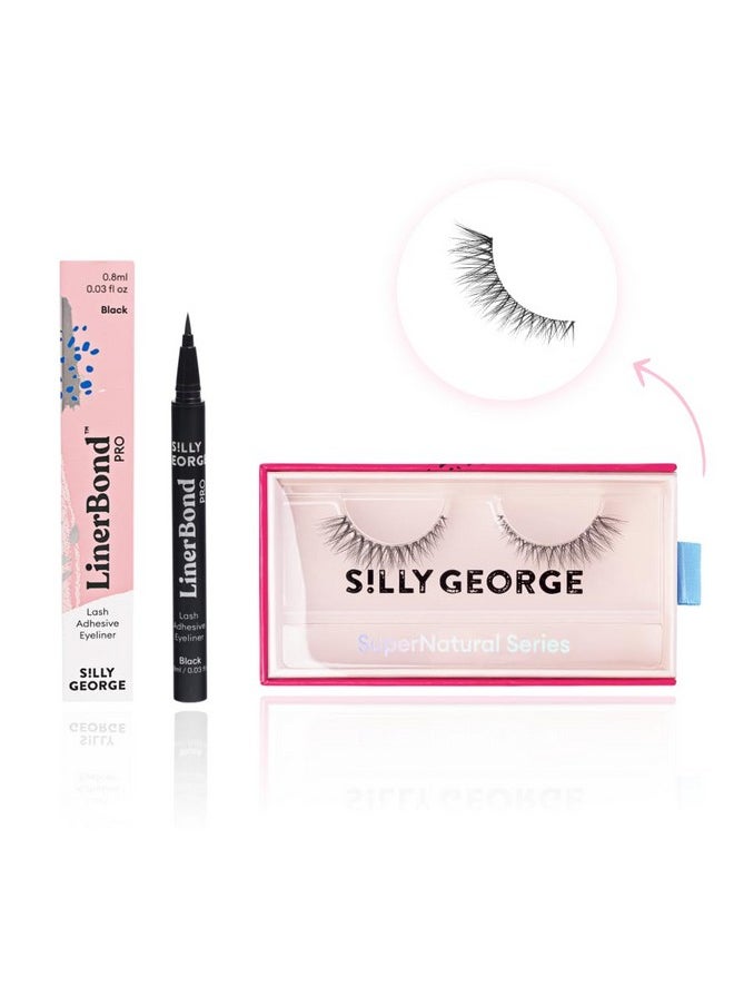 Silly George Supernatural Series Starter Kit Pretty Lashes With Adhesive Black Eyeliner Clear And Flexible Band Gives Lashes Natural Look Extra Strong Hold For False Eyelashes (Aurora)  - Image 1