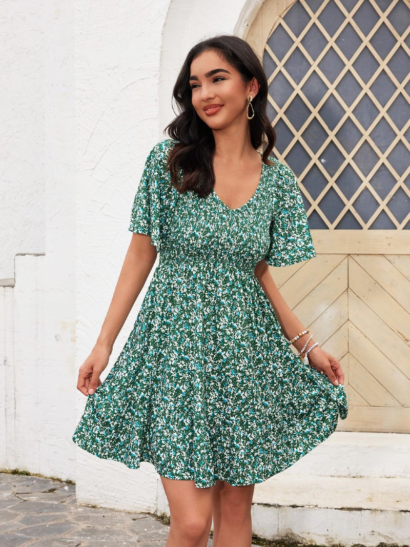 UEAL A Line Dresses for Women 2026 Cute Spring Summer Peasant Sun Dresses for Women X-Large Green Floral - Image 4