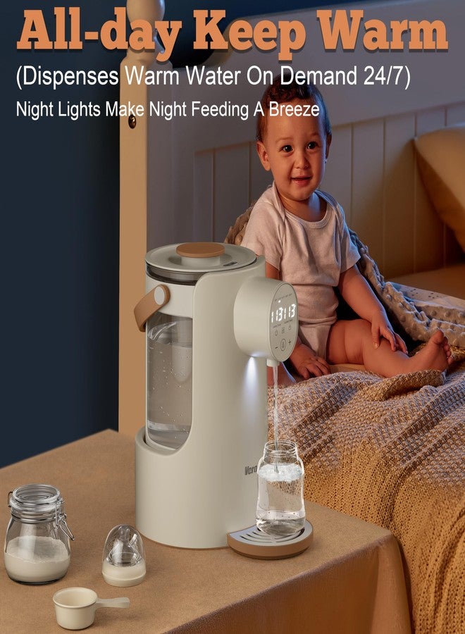 Veroline Instant Water Warmer, 2L Baby Formula Dispenser, 5 Temperature Control & 7x24H Keep Warm, Baby Bottle Warmer with Night Light, Hot Water Dispenser for All Bottles, Detachable Glass Tank - Image 2