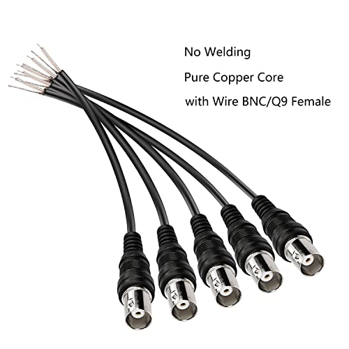 MEIRIYFA BNC Pigtail Cable Bare Wire, Female Coaxial Connector Extension Plug with Open End Wire for CCTV Camera Terminal Adapter (5pcs) - Image 2